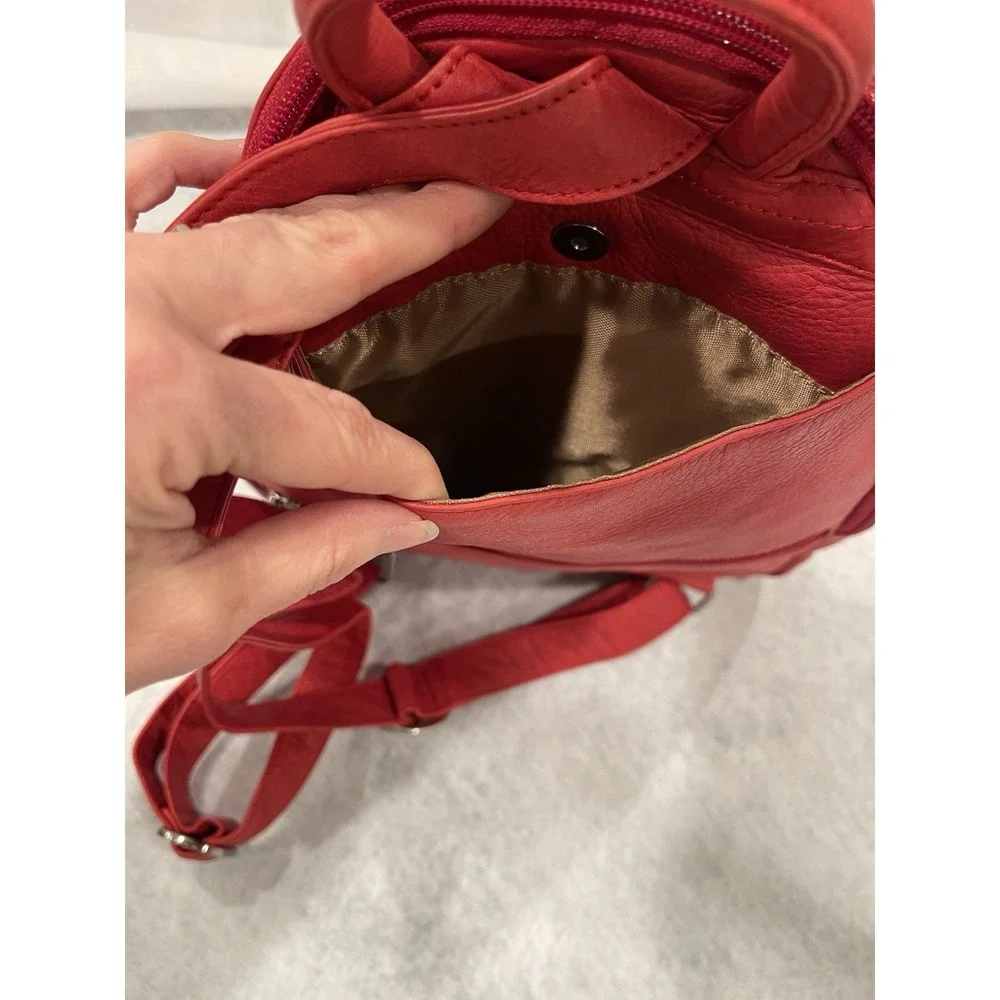 Osgoode Marley Organizer‎ Backpack Soft Leather Bag Red